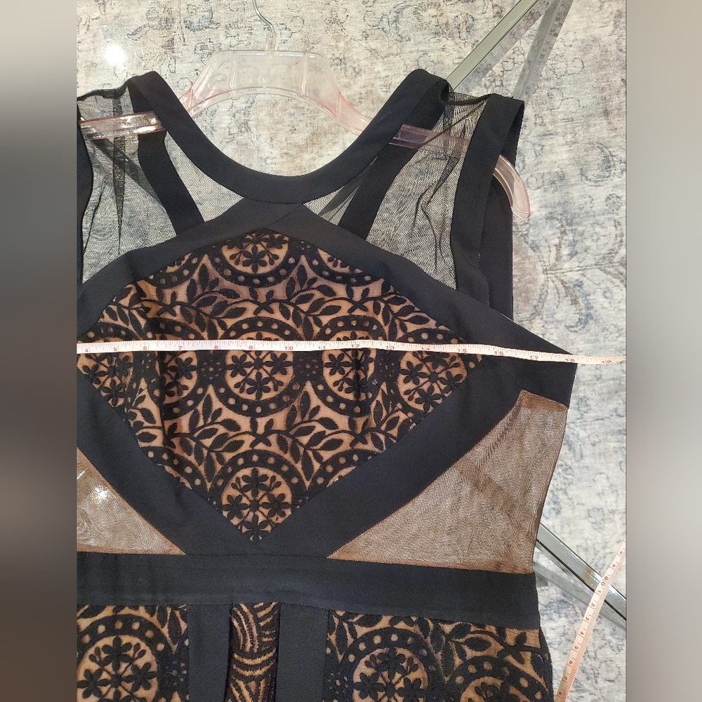 BCBGMaxAzria Elegant Black Sheer Lace Gown - Picture 6 of 11